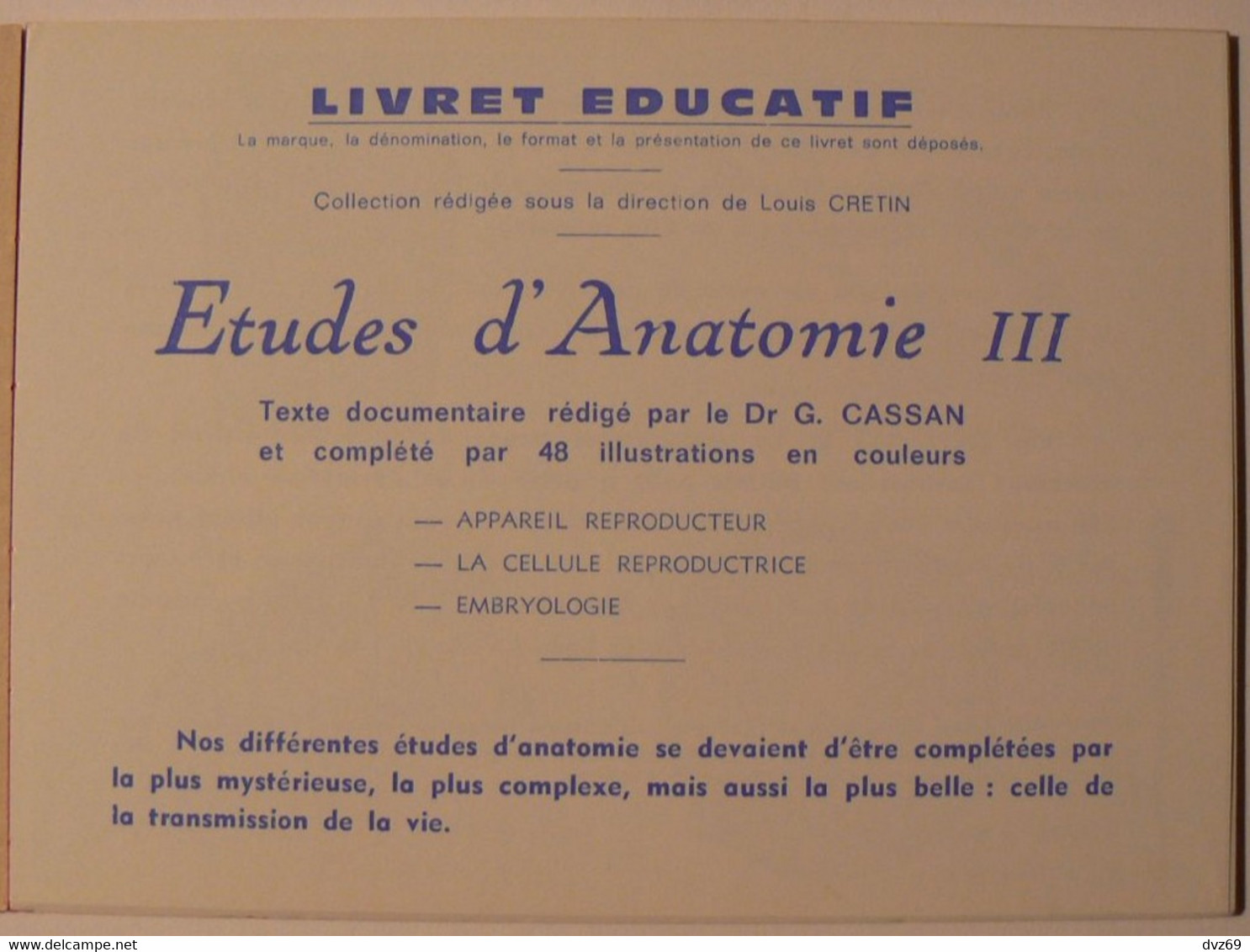 Livret éducatif Volumétrix : N° 52, Etudes D'Anatomie III, Parfait état. - Fichas Didácticas