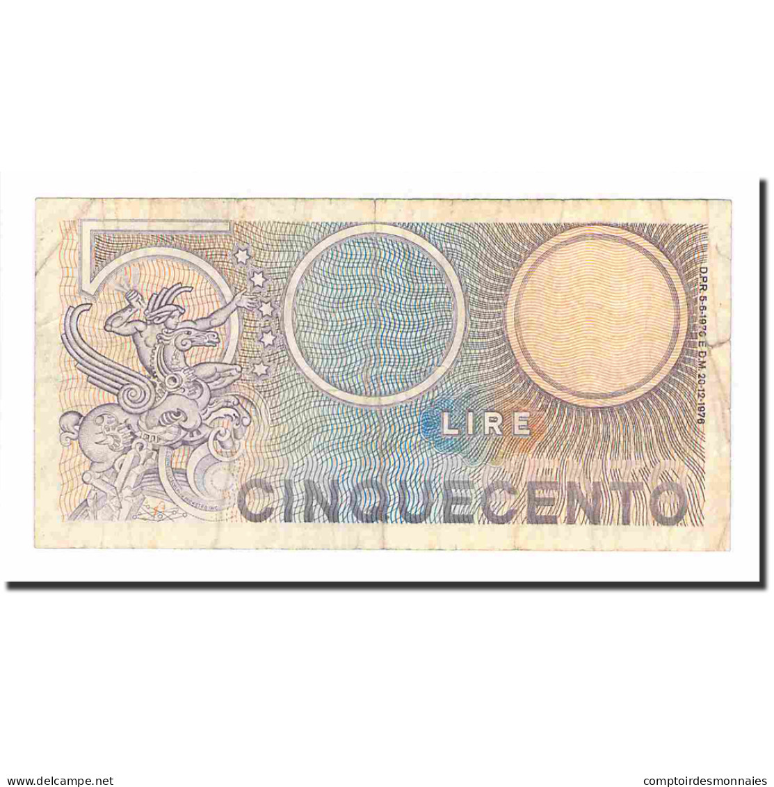 Billet, Italie, 500 Lire, 1976, 1976-12-20, KM:94, TB+ - 500 Lire