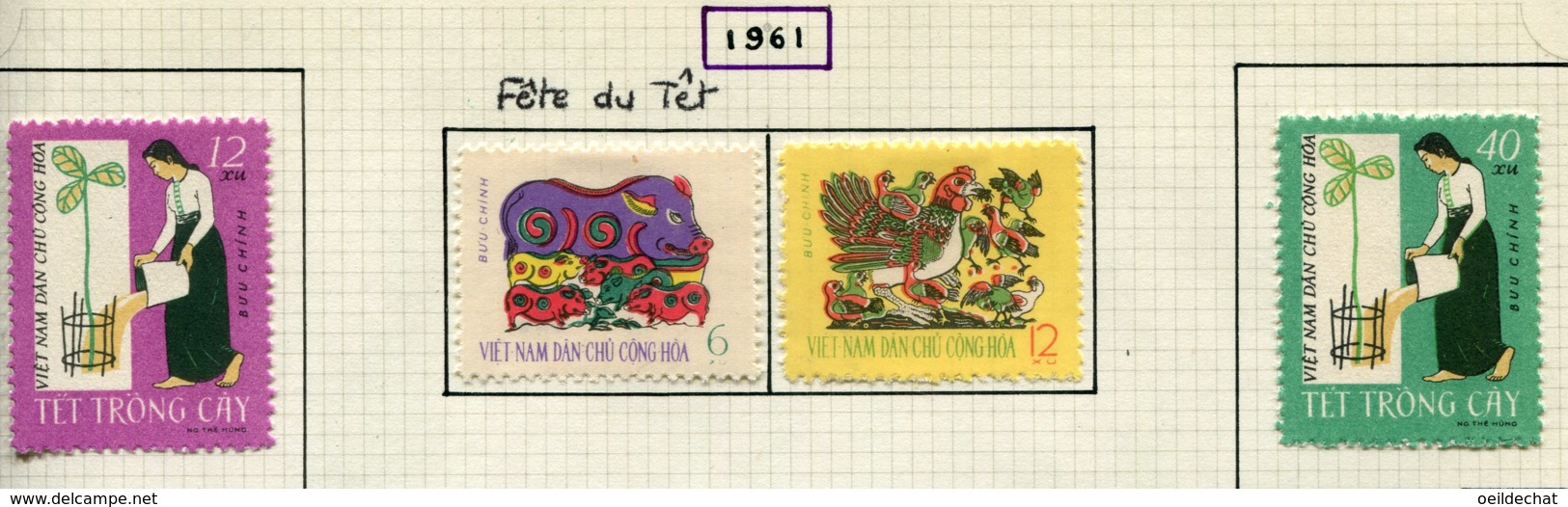 16906 VIET-NAM Du NORD Collection Vendue Par Page N°254/5, 256/7 *  1961    TB - Viêt-Nam