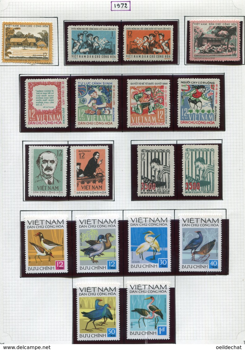 16917 VIET-NAM Du NORD Collection Vendue Par Page N°74/9, 750/3, 754/5, 756/7, 760/5  *  1972    TB - Viêt-Nam