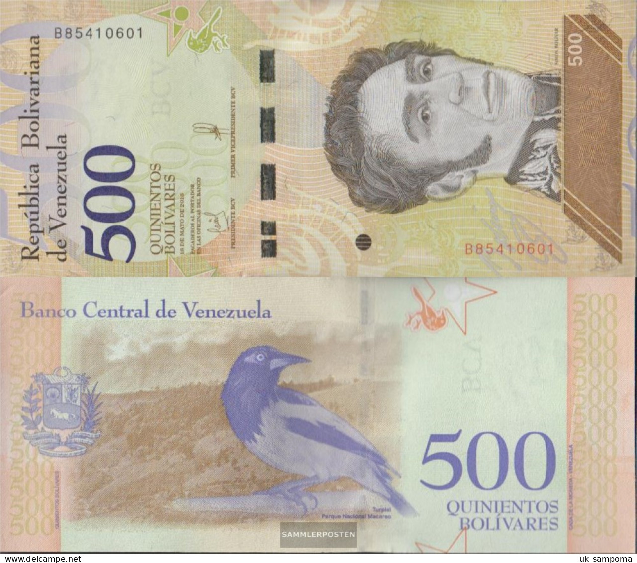 Venezuela Pick-number: 108b Uncirculated 2018 500 Bolivares - Venezuela