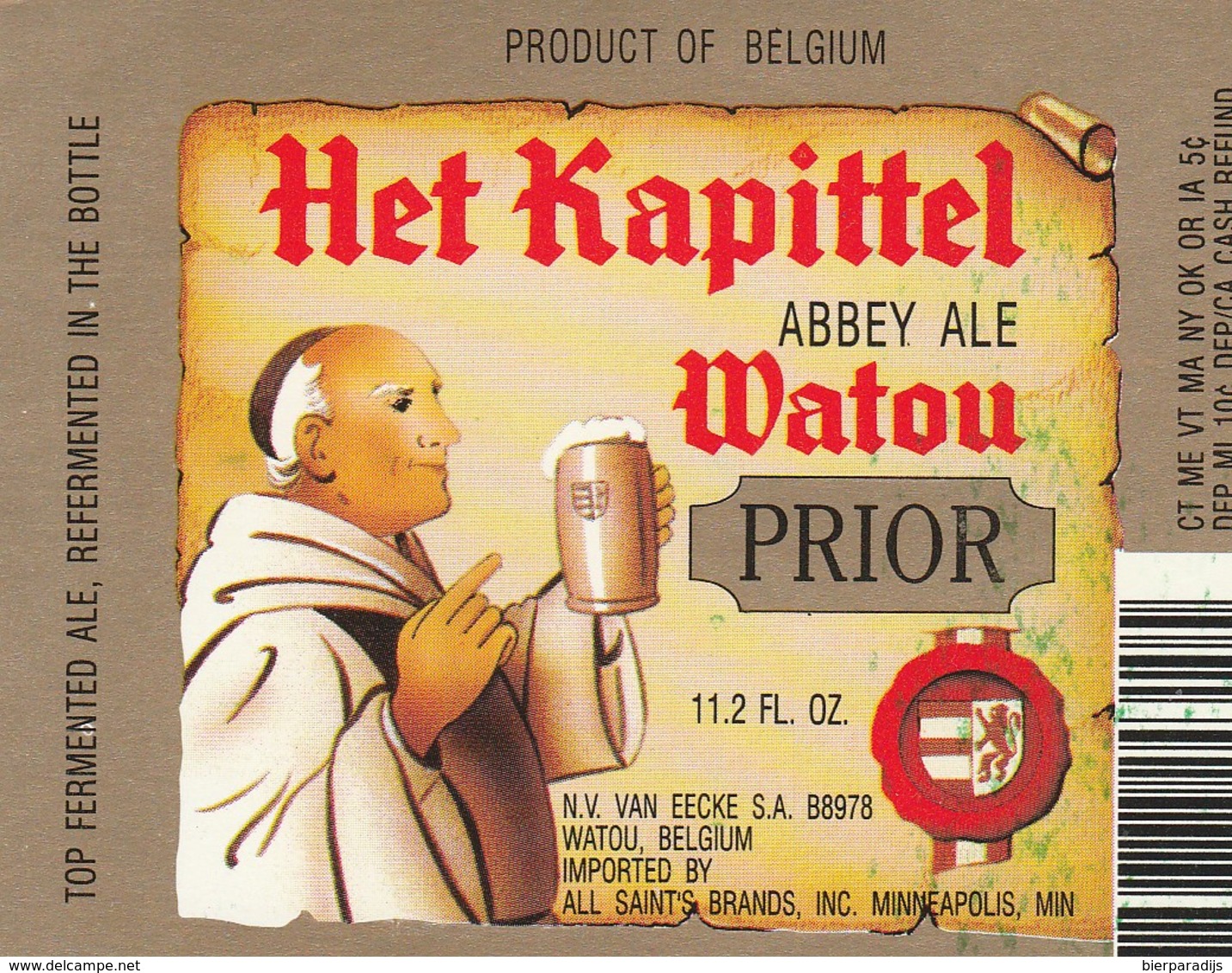 Etiket   Van  Eecke  15 Cent - Bière