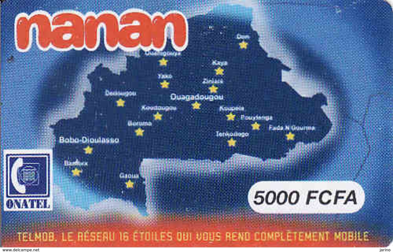 Burkina Faso, Onatel Nanan Recharge 5000 FCFA, Map - Burkina Faso