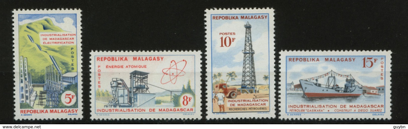 # Madagascar Malagasy .. YT 372 375 .. Industrie Petrole Forage Electrification .. Cote 2.00 - Madagascar (1960-...)