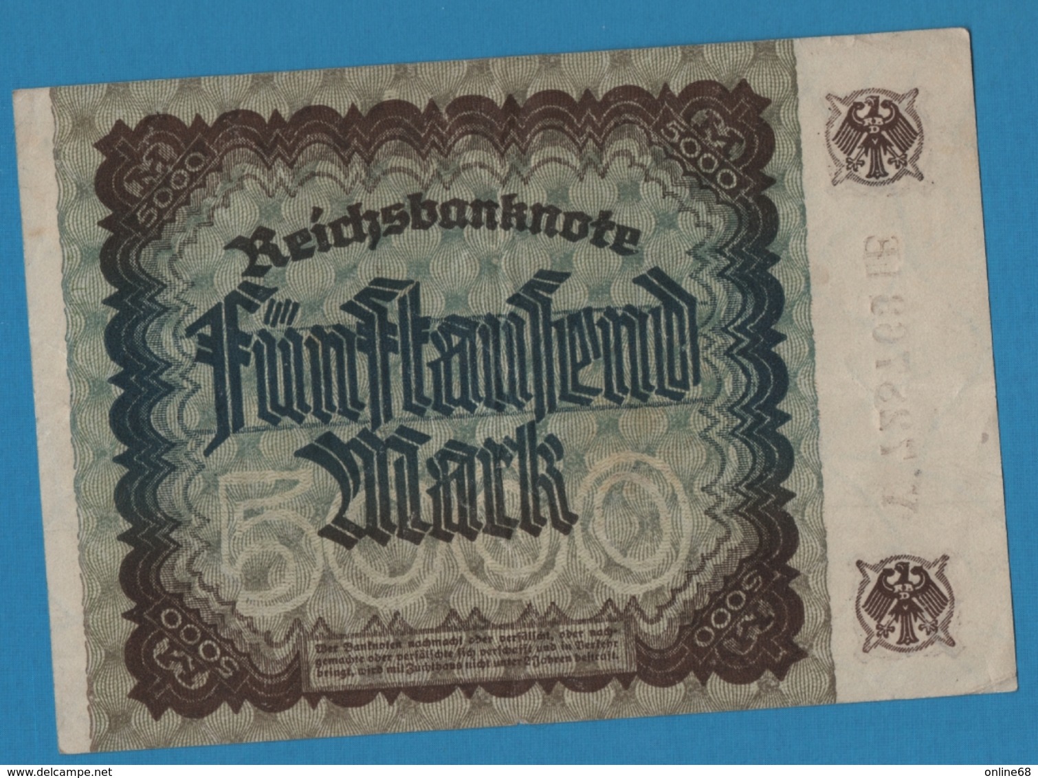 DEUTSCHES REICH 5000 Mark 02.12.1922	# Y28763LE P# 81c - 5.000 Mark