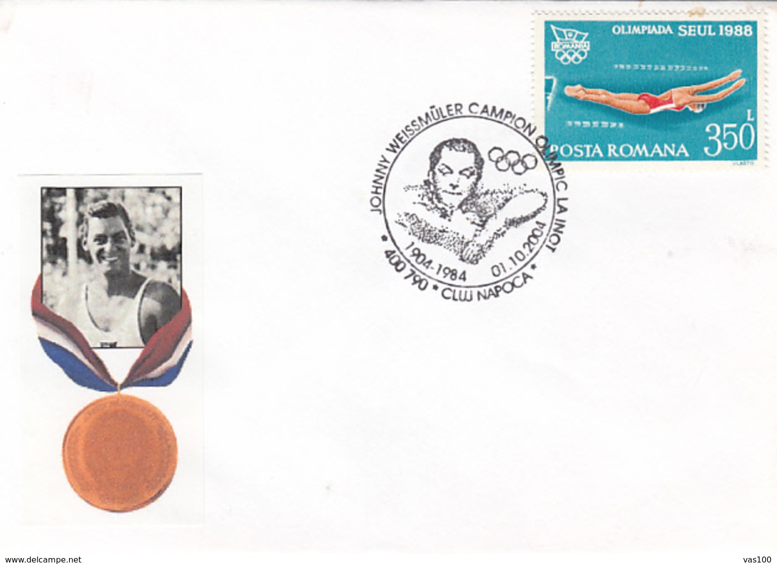 SPORTS, SWIMMING, JOHNNY WEISSMULER, SPECIAL COVER, 2004, ROMANIA - Zwemmen