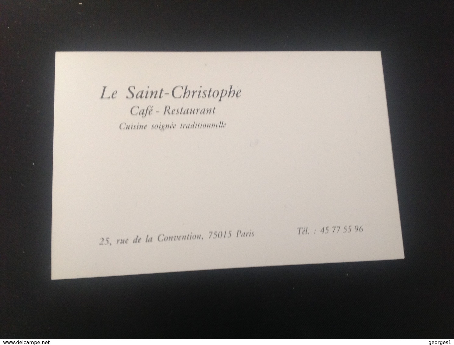 Ancienne Carte De Visite De Café Restaurant.  Le Saint Christophe   Paris 15eme - Cartes De Visite