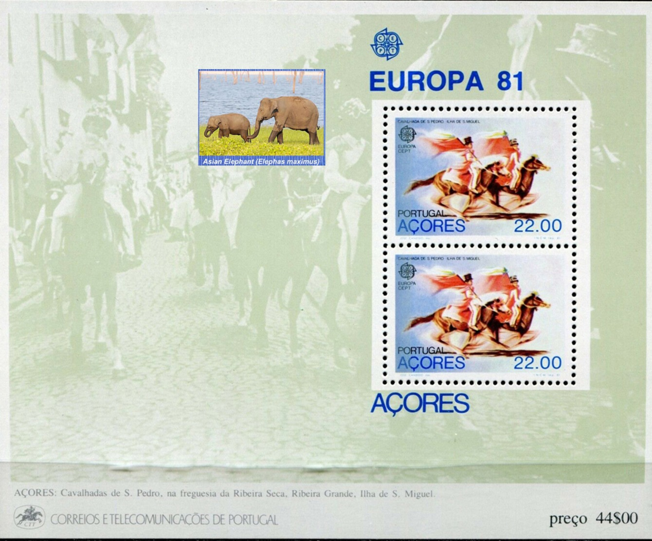 PORTUGAL ACORES  -  ELEPHANTS - VERY INTERESTING - 1 Sheet MNH - Eléphants