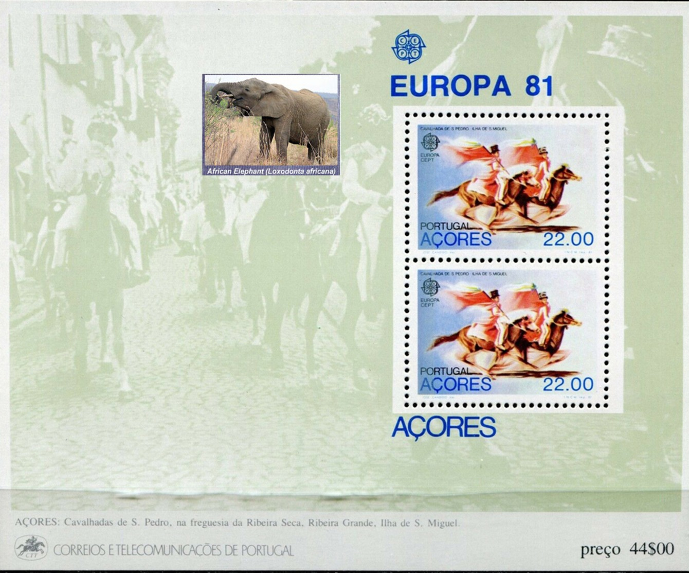 PORTUGAL ACORES  -  ELEPHANTS - VERY INTERESTING - 1 Sheet MNH - Elefantes