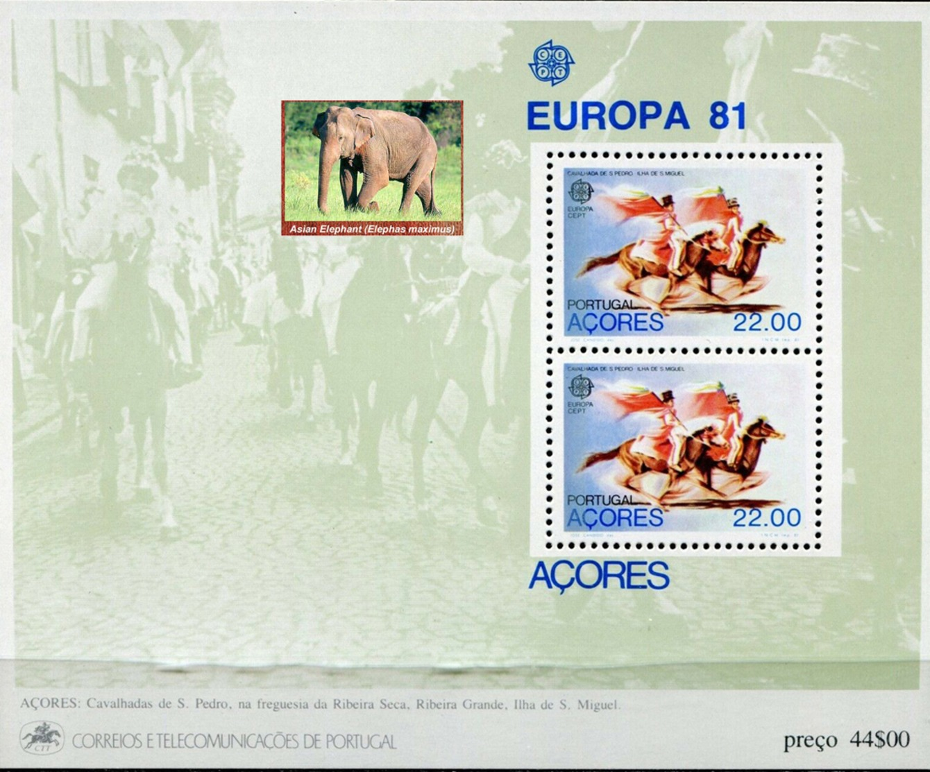 PORTUGAL ACORES  -  ELEPHANTS - VERY INTERESTING - 1 Sheet MNH - Elephants