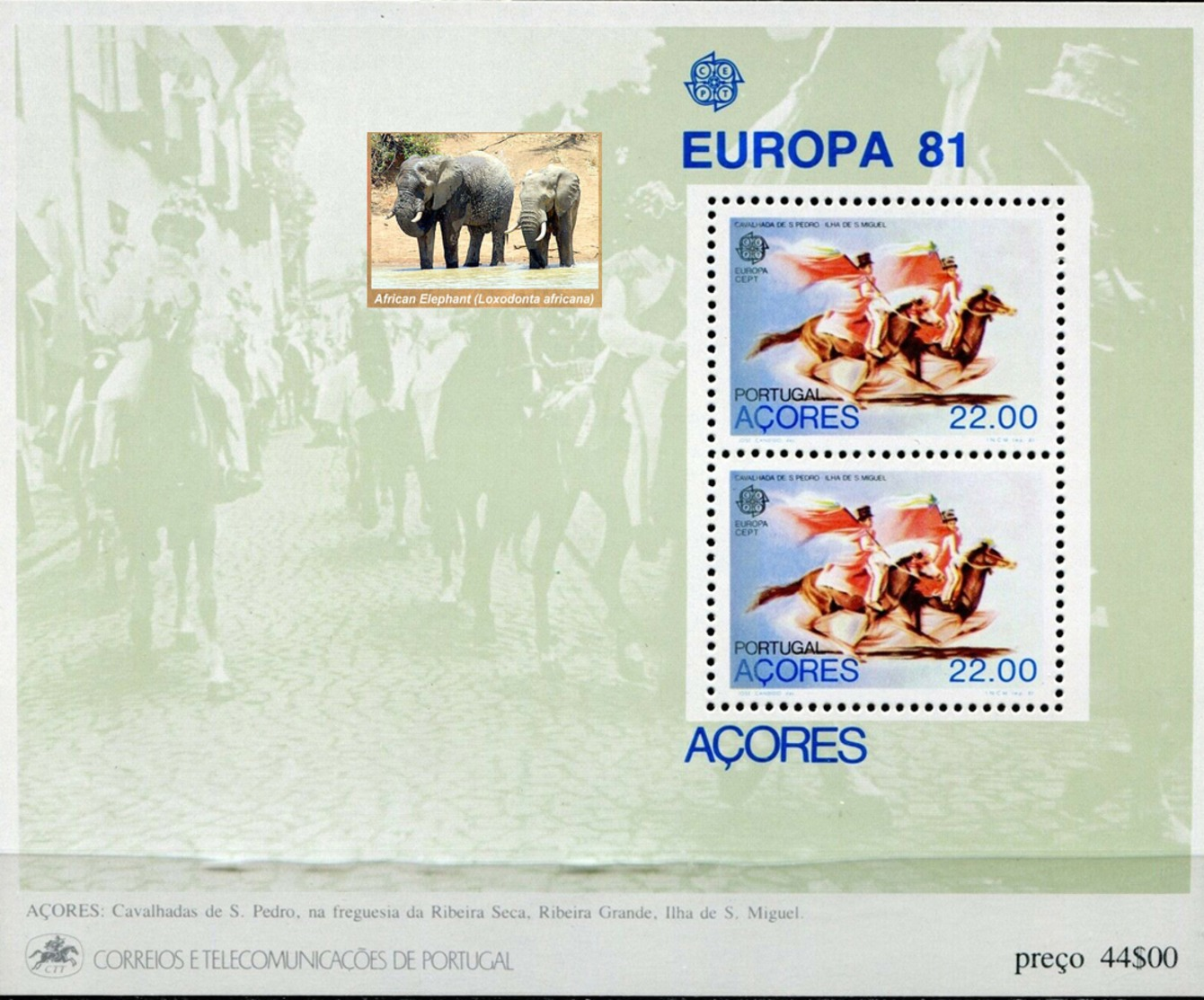 PORTUGAL ACORES  -  ELEPHANTS - VERY INTERESTING - 1 Sheet MNH - Eléphants