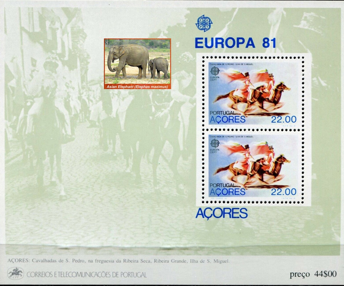 PORTUGAL ACORES  -  ELEPHANTS - VERY INTERESTING - 1 Sheet MNH - Eléphants