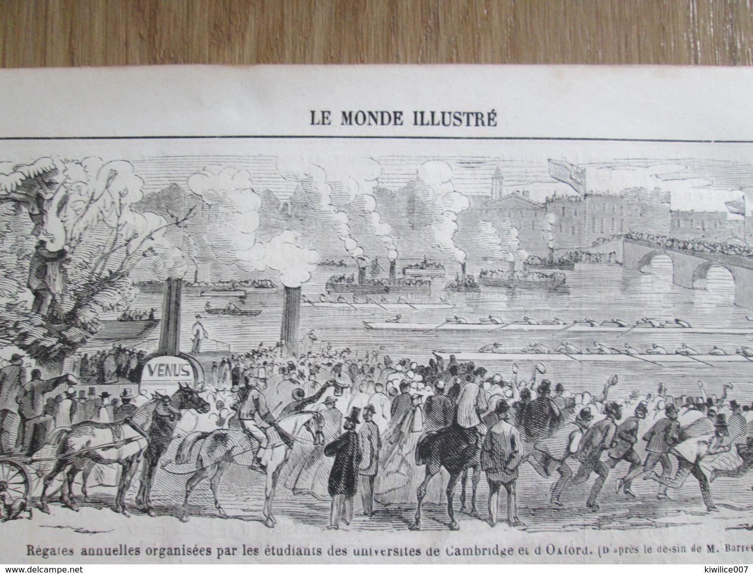 Gravure 1865  Régates Annuelles  Aviron CAMBRIDGE    Oxford - Ohne Zuordnung