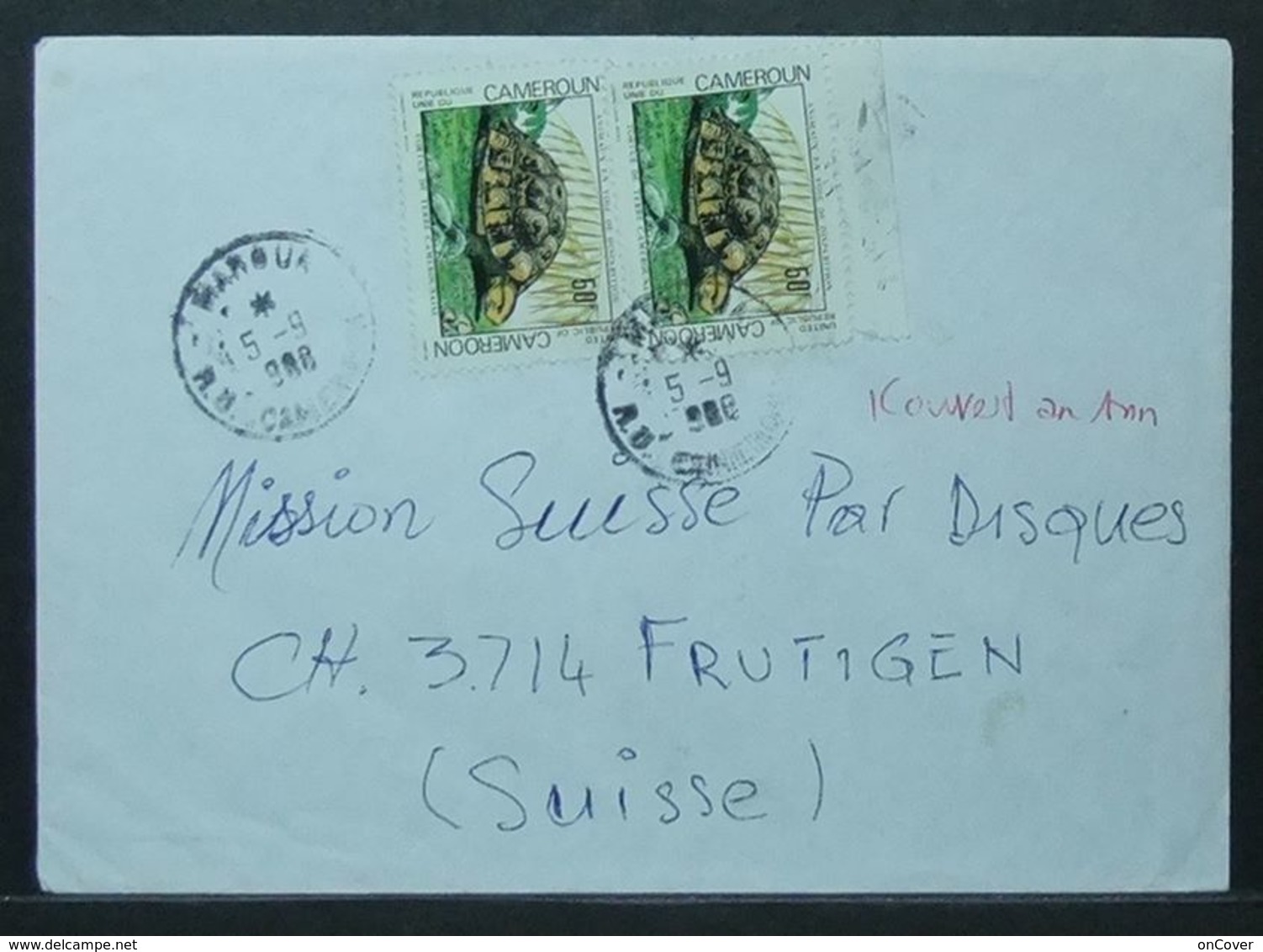 Cameroon - Cover To Switzerland 1980 Fauna Reptile Turtle - Schildkröten