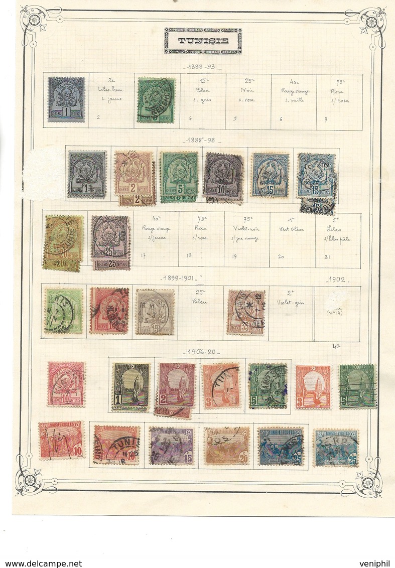 TUNISIE -  RESTE DE COLLECTION ANNEE 1888 A 1906 NEUF ET OBLITERE -COTE : + De 50 € - Gebraucht