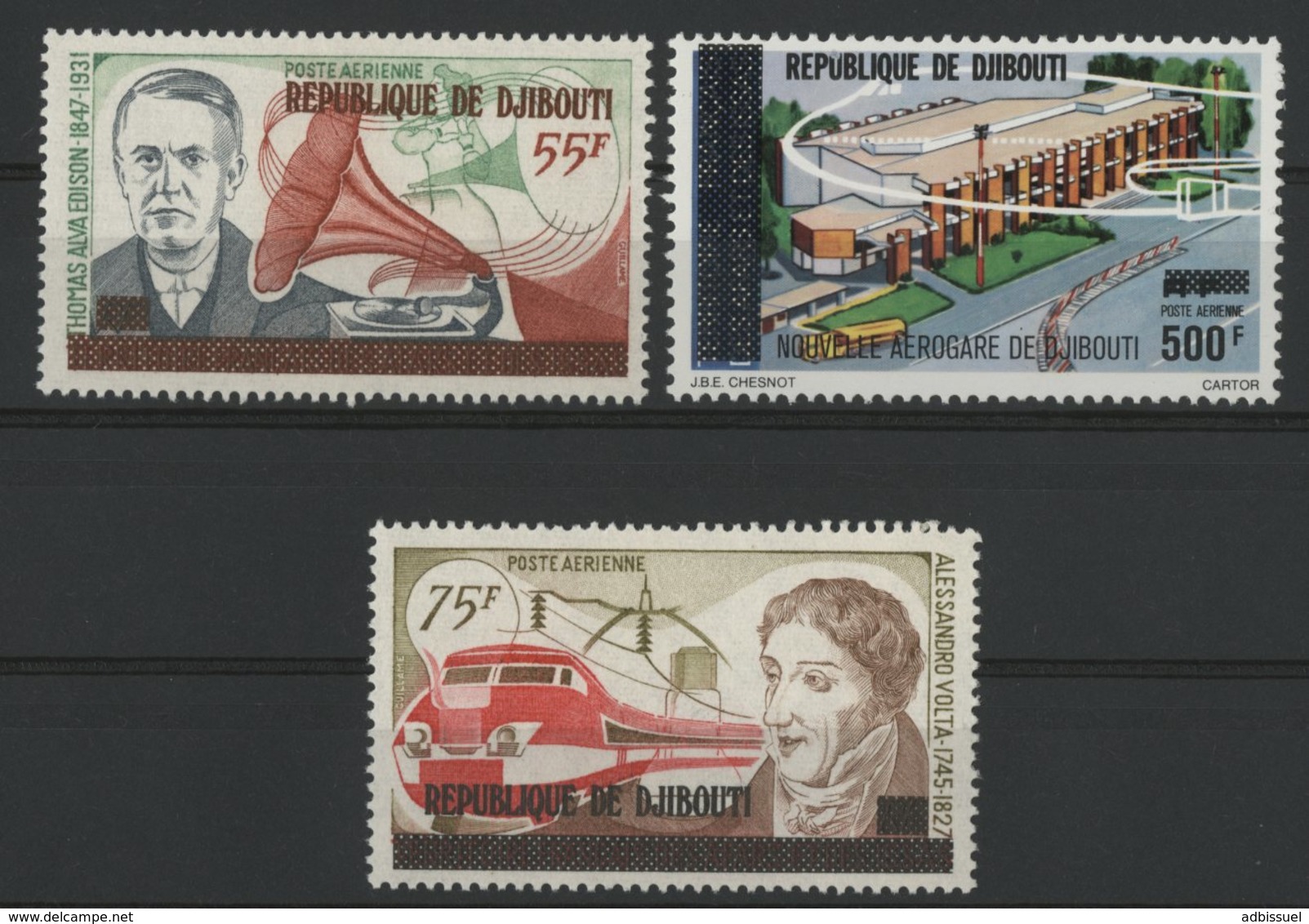 DJIBOUTI POSTE AERIENNE COTE 25 € SERIE N° 112 à 113 + 114  MNH**. TIMBRES DES AFARS ET ISSAS SURCHARGES. TB - Djibouti (1977-...)