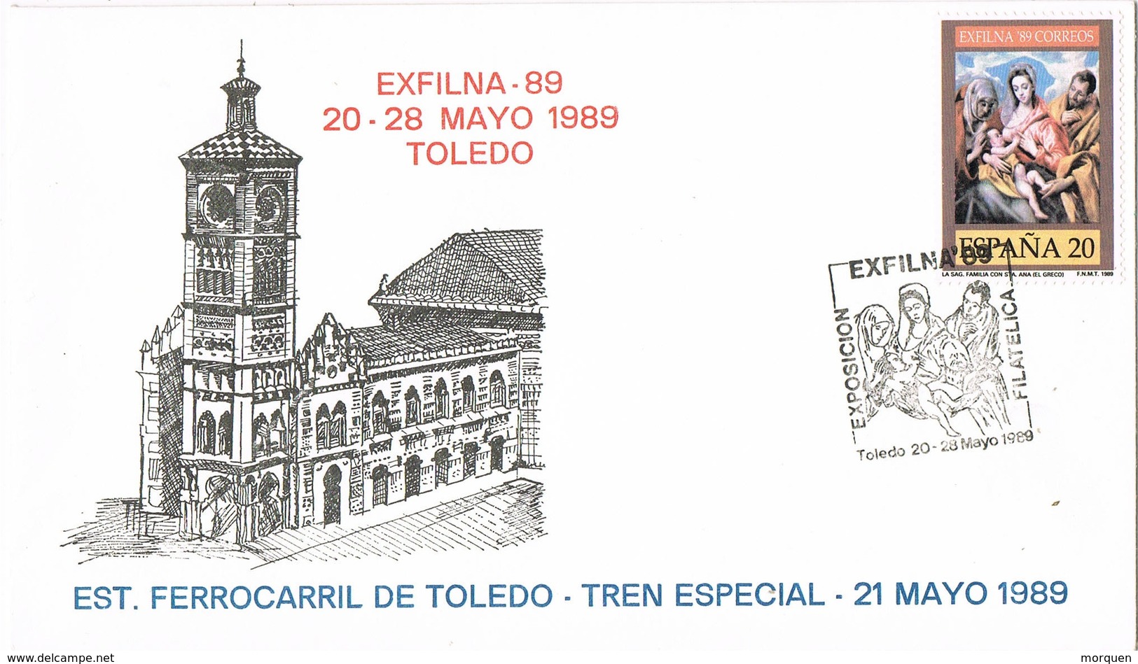 35839. Carta Exposicion TOLEDO 1989. EXFILNA 89. Ferrocarril, Tren Especial - Cartas & Documentos