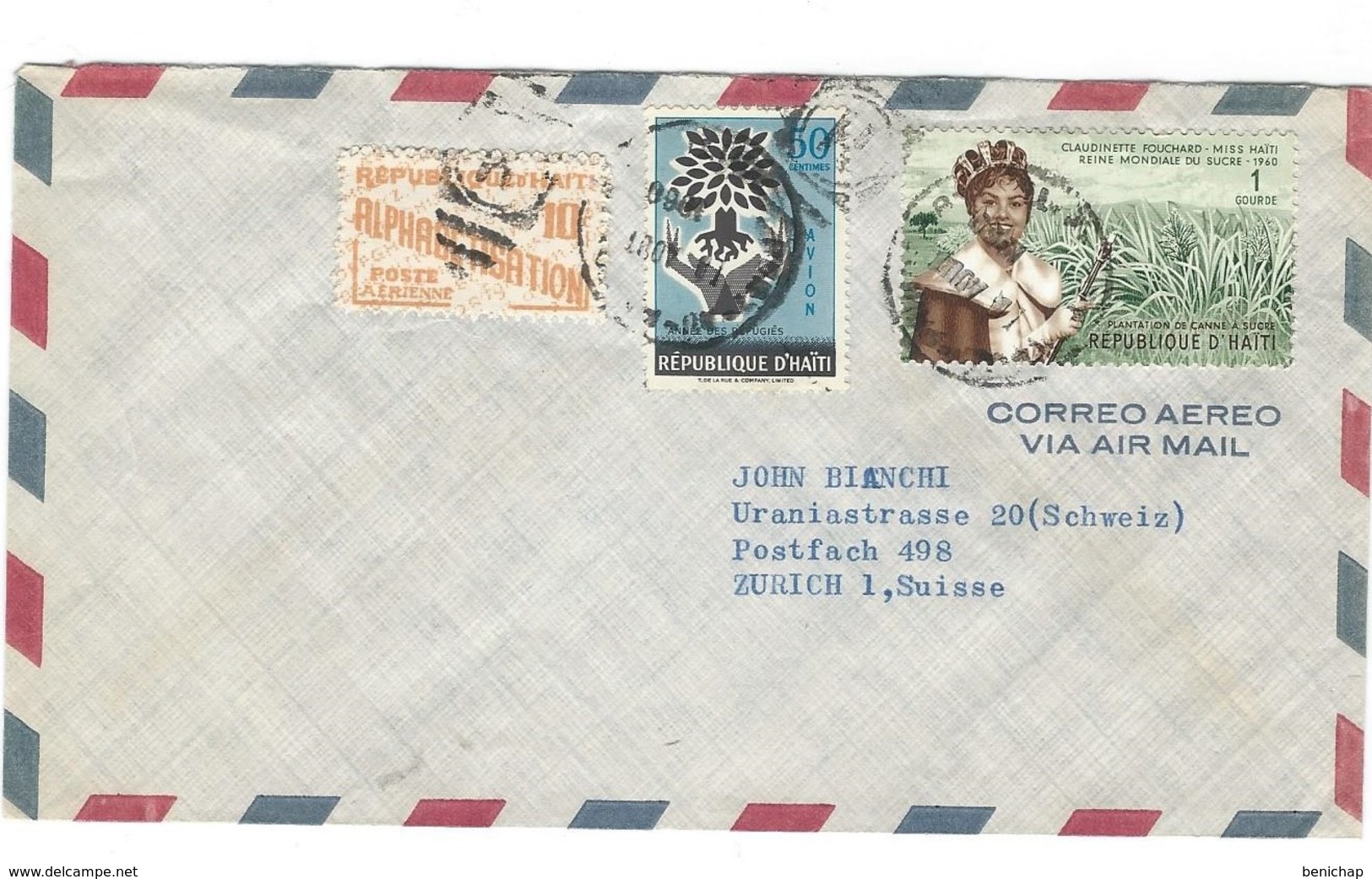 COVER - BY AIR MAIL - HAITI - POSTE AERIENNE - PORT-AU-PRINCE - ZURICH - SUISSE. - Haïti