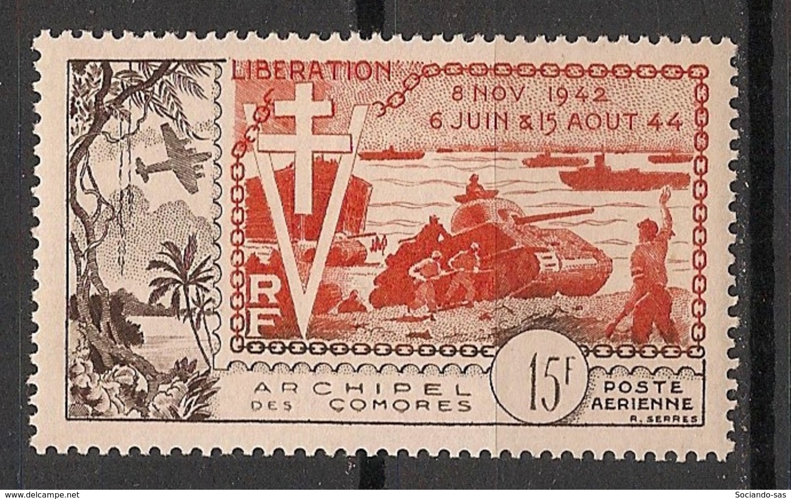 Comores - 1954 - Poste Aérienne PA N°Yv. 4 - Anniversaire De La Libération - Neuf * / MH VF - Poste Aérienne