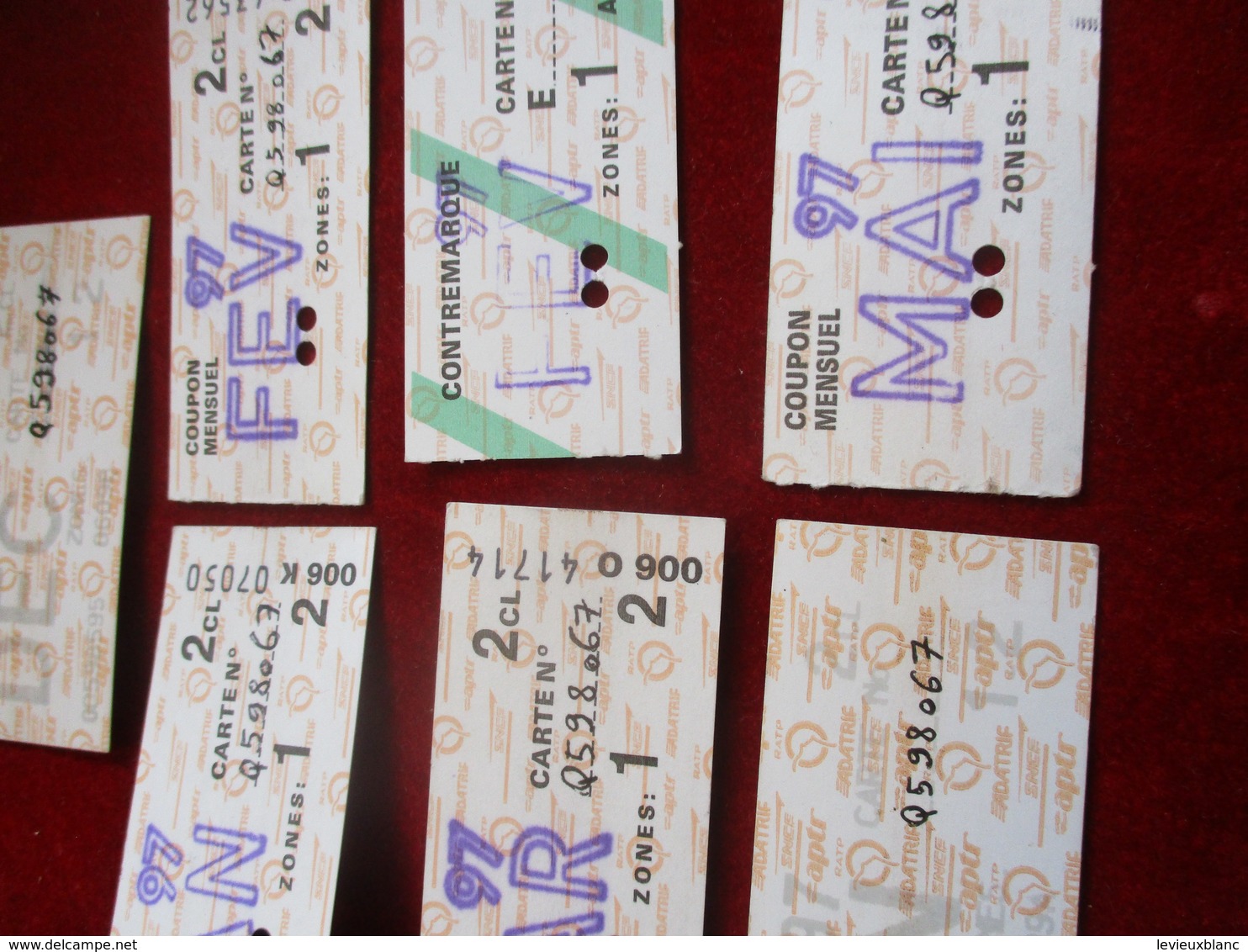 Tickets Ancien / Metropolitain/2émeClasse  / 7 Coupons Mensuels De Carte Orange /1996 - 1997   TCK3 - Europa