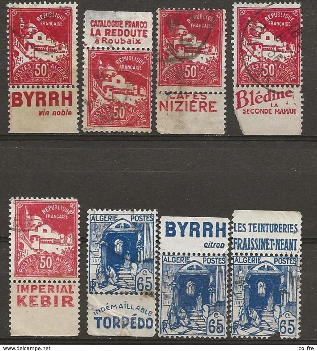 Algérie, Petit Lot De Timbres De Carnet Avec Marges Publicitaires - Oblitérés