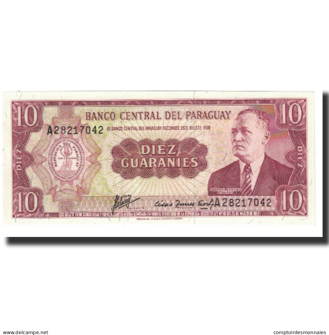 Billet, Paraguay, 10 Guaranies, 1952, 1952-03-25, KM:196a, NEUF - Paraguay