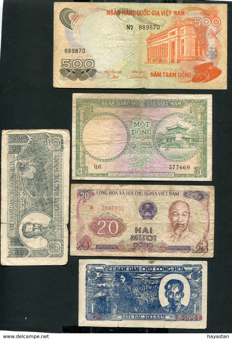 LOT DE 5 BILLETS DU VIETNAM - Vrac - Billets