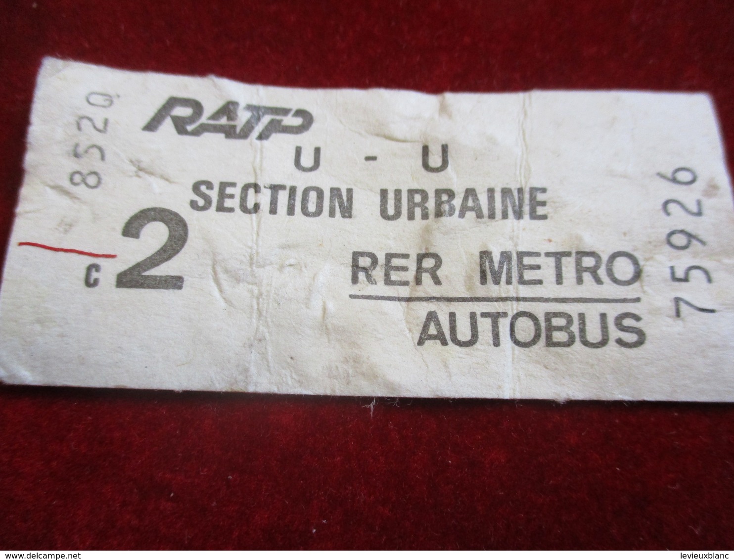 1 Ticket Ancien /RATP / Section Urbaine/ RER METRO AUTOBUS/ 2éme Classe//vers 1990  TCK10 - Europe