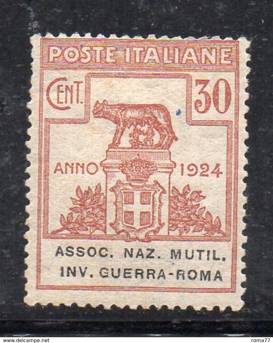 Y54 - REGNO 1924 ,  Sassone  N. 8 * Linguella  (M2200). ASSOC.NAZ.MUTIL.INV.GUERRA-ROMA - Franchigia