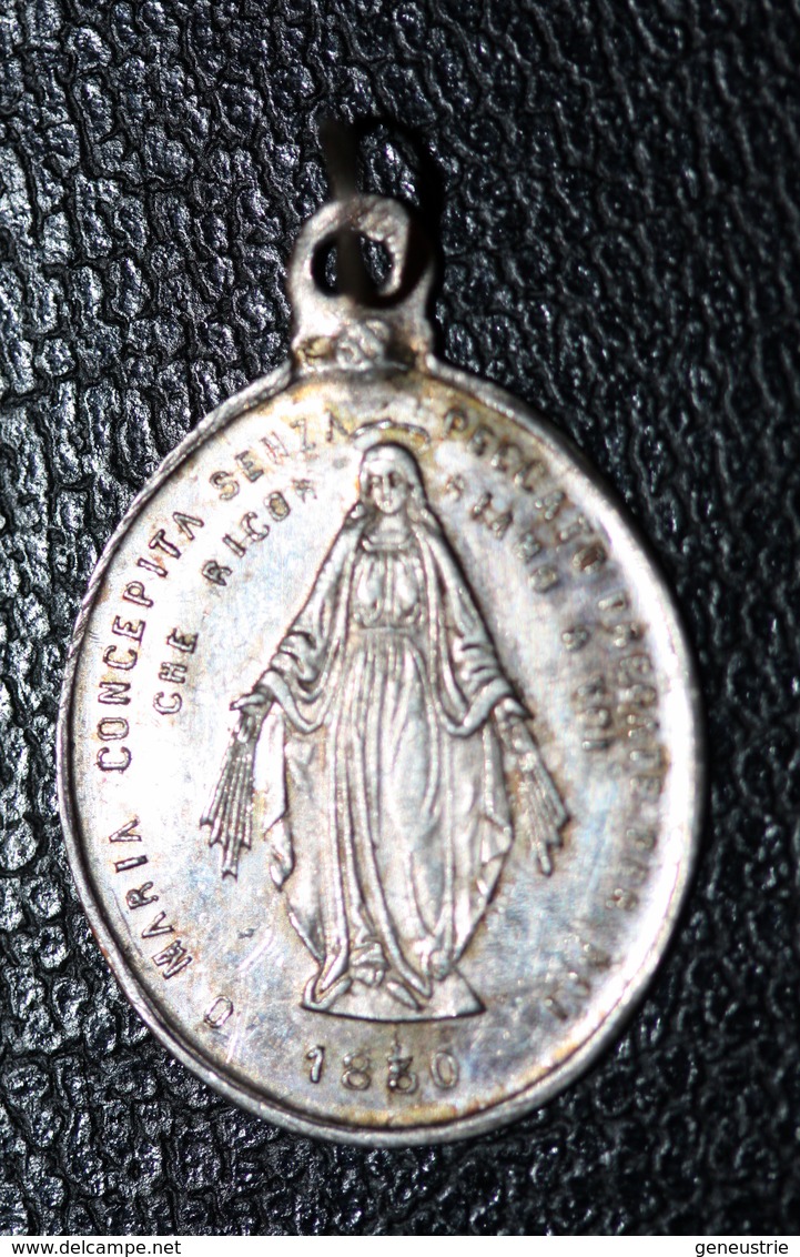 Pendentif Médaille Religieuse Argent 800 Fin XIXe "Pape Léon XIII / Médaille Miraculeuse" Religious Medal - Religion & Esotérisme