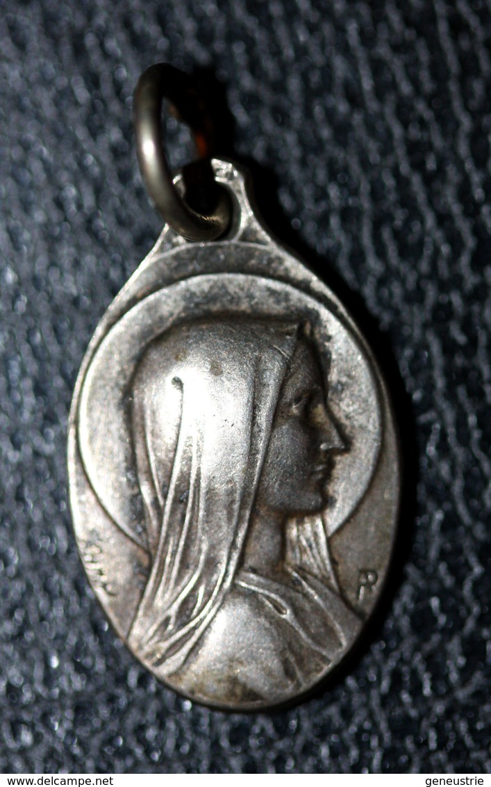 Pendentif Médaille Religieuse Argent 800 XIXe "Notre-Dame De Lourdes" Religious Medal - Religion & Esotérisme