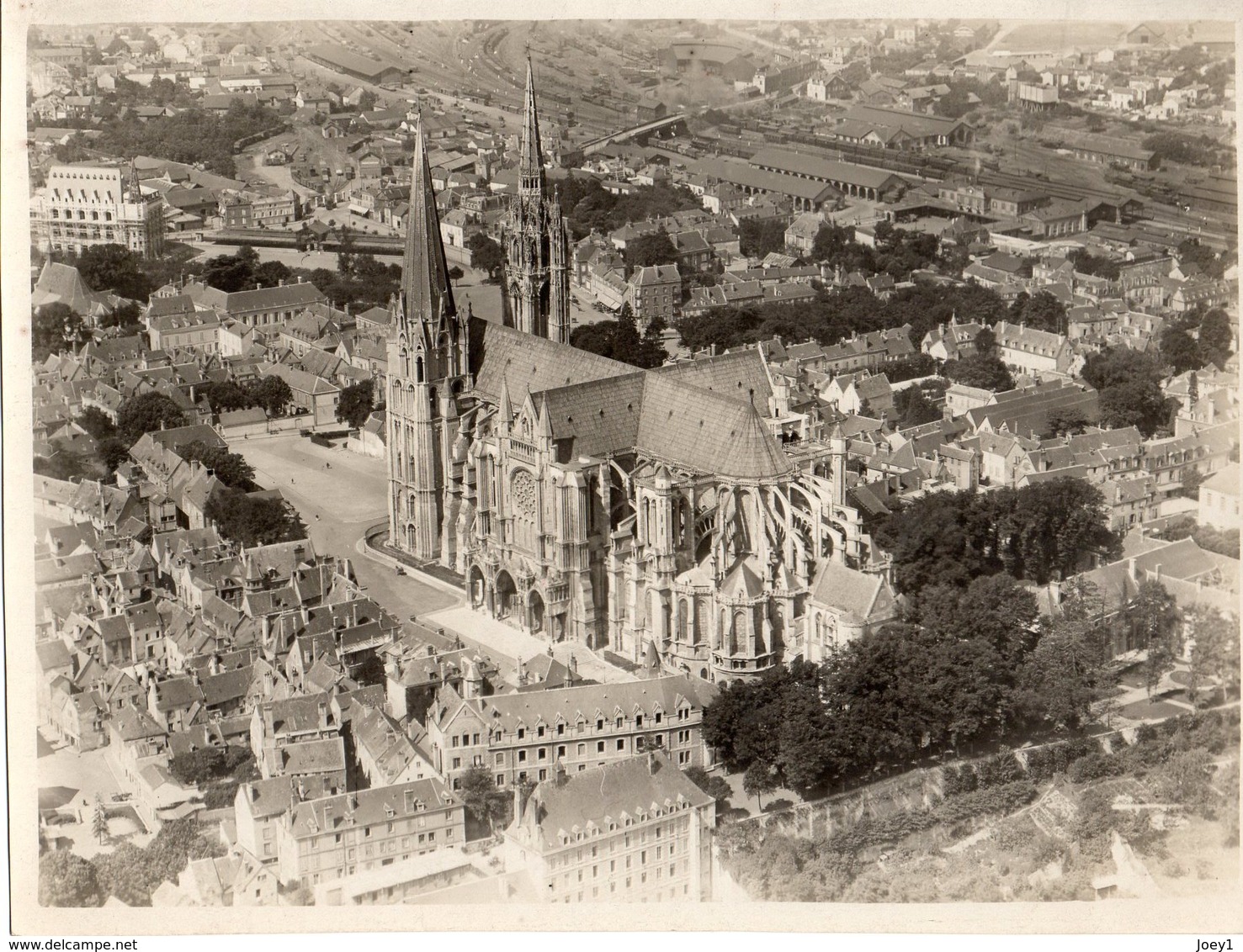 Photo Aérienne, Cathédrale De Chartres Années 1930, Format 18/24 - Places