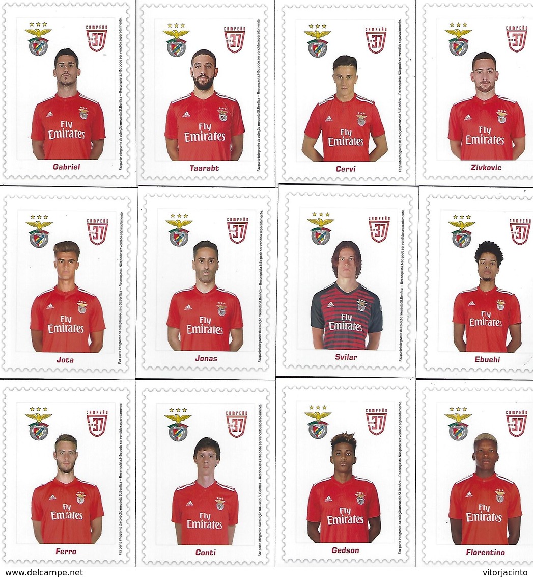 PORTUGAL - 12 Auto-adhesive My Stamp (meuselo), N20g - BENFICA Champion 37th + Post Card + 12 Magnets - 2nd Série