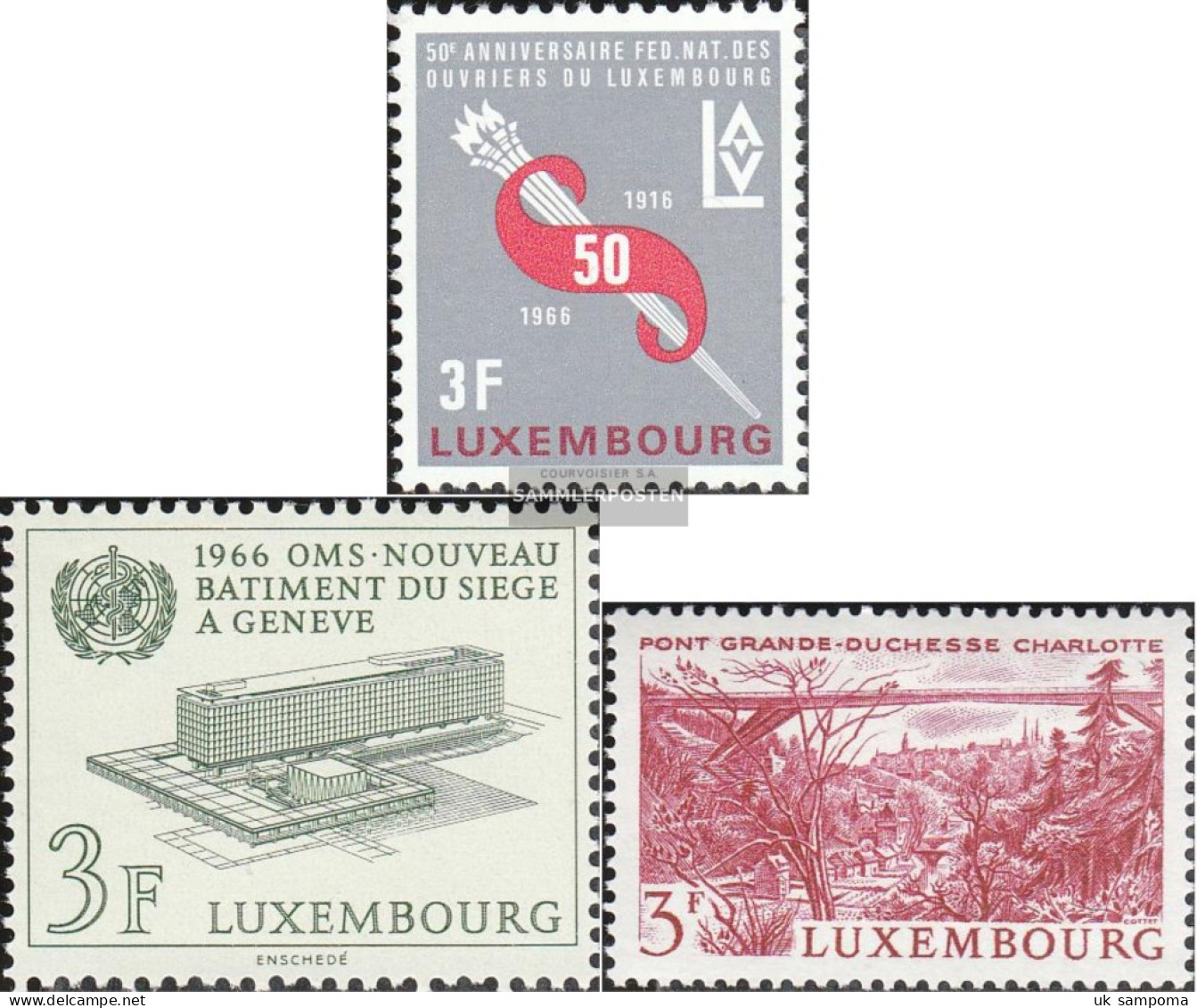 Luxembourg 723,724,737 (complete Issue) Unmounted Mint / Never Hinged 1966 Workers, WHO, Landscapes - Unused Stamps