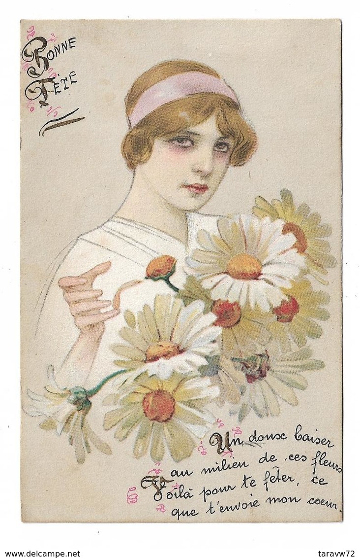 CPA BONNE FETE / JEUNE FEMME ET MARGUERITES - Other & Unclassified