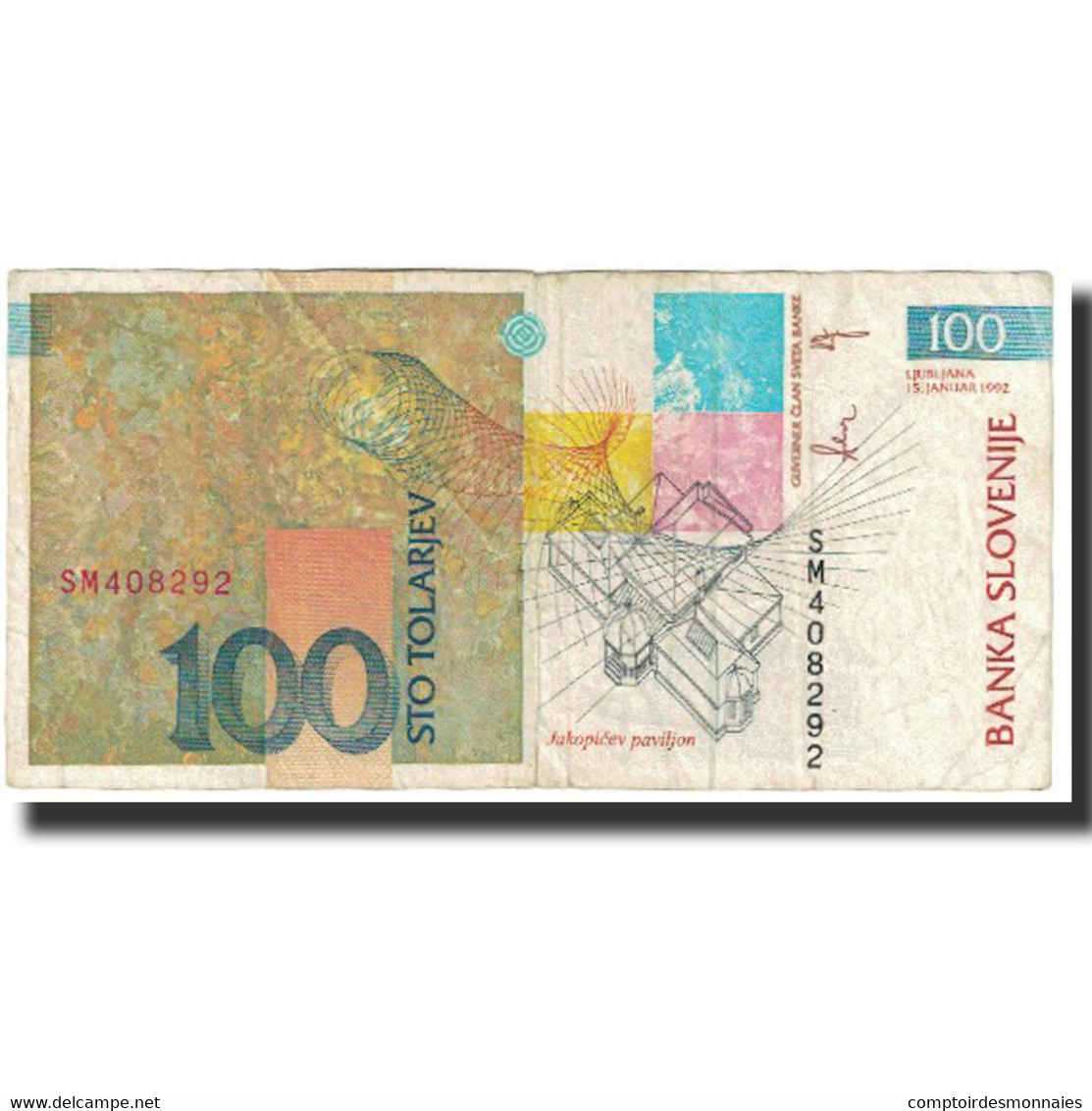 Billet, Slovénie, 100 Tolarjev, 1992, 1992-01-15, KM:14A, SUP - Slovénie