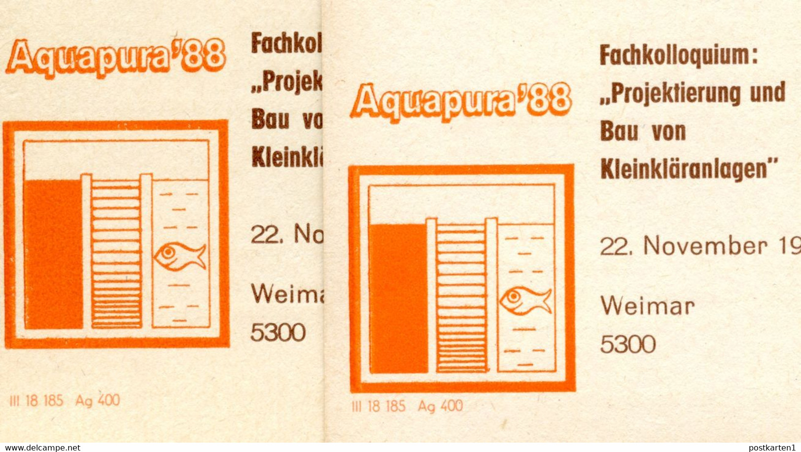 DDR P86II-37-88 C37 Postkarten Zudruck PASSERVERSCHIEBUNG Weimar 1988 - Privé Postkaarten - Ongebruikt