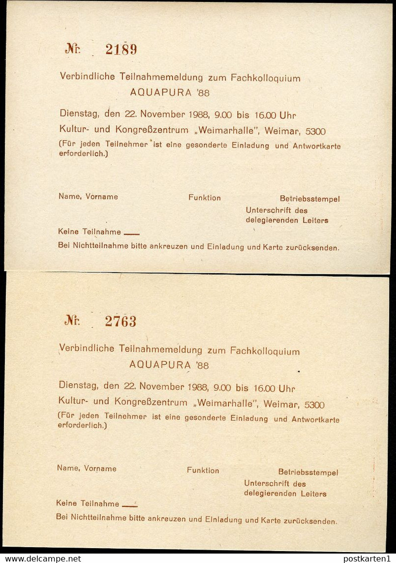 DDR P86II-37-88 C37 Postkarten Zudruck PASSERVERSCHIEBUNG Weimar 1988 - Privatpostkarten - Ungebraucht