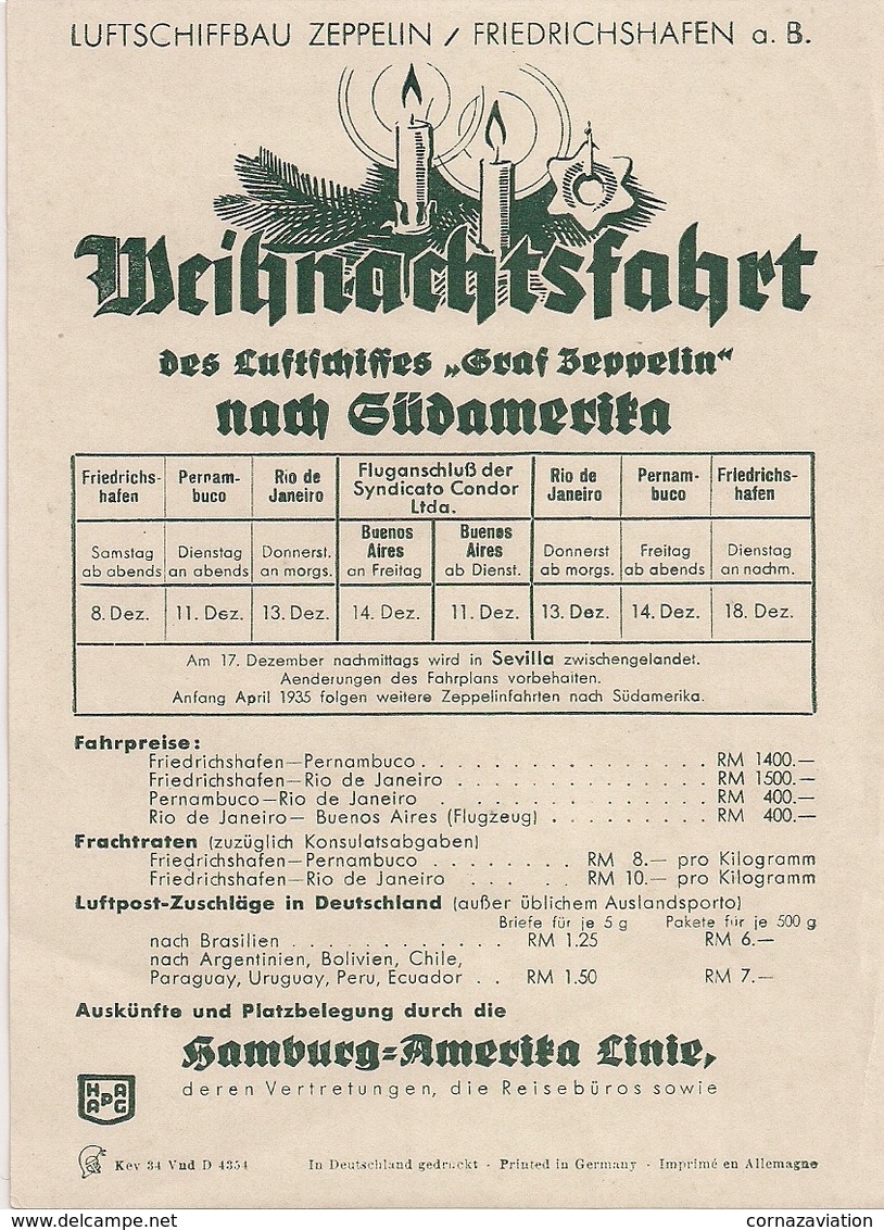 Aviation - Graf Zeppelin - Horaire Südamerika - Rarissime - Zeitpläne