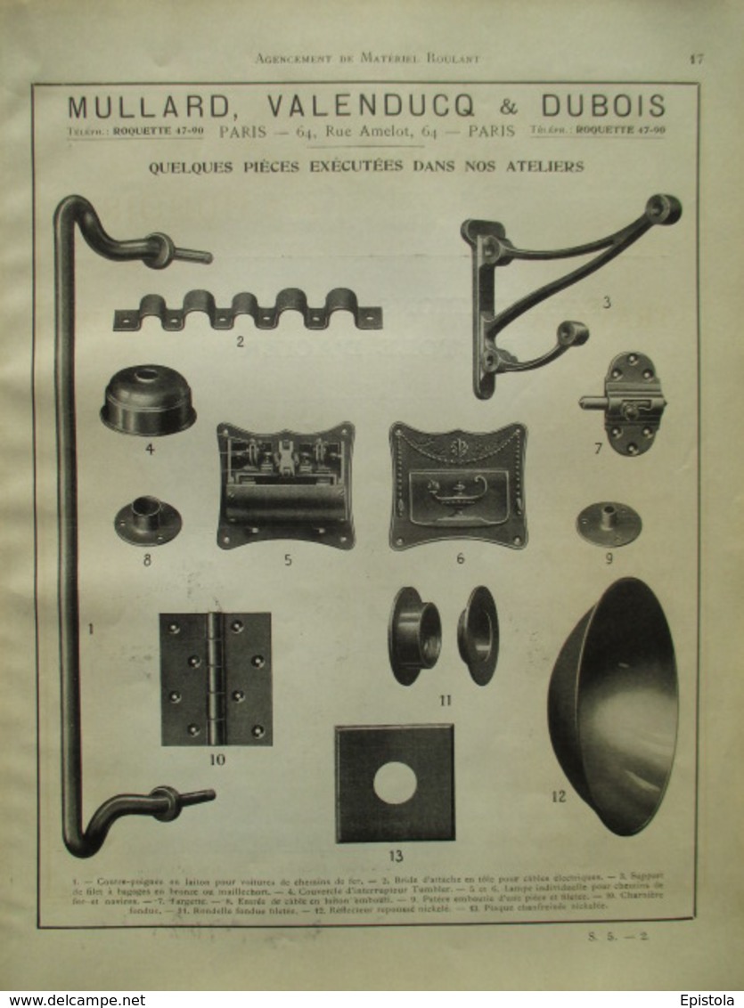 PIECES POUR LOCOMOTIVE  Mullard Valenducq & Dubois - Page De 1925 Catalogue Sciences & Tech. (Dims. Standard 22 X 30 Cm) - Chemin De Fer