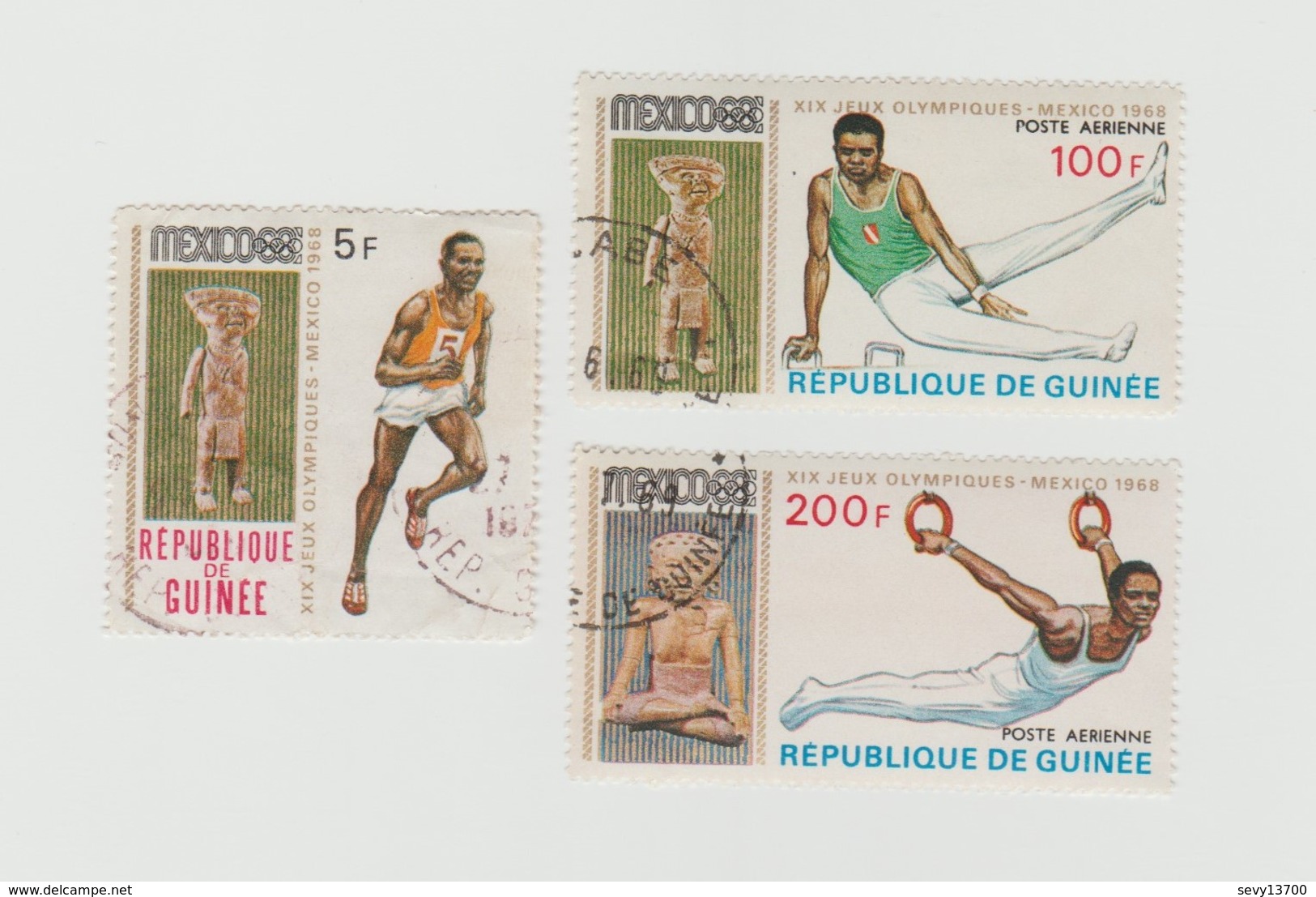 République De Guinée - Lot De 3 Timbres Jeux Olympiques De Mexico 1968 - Année 1969 Mi GN 512 - 519 A - 520 A - Guinea (1958-...)