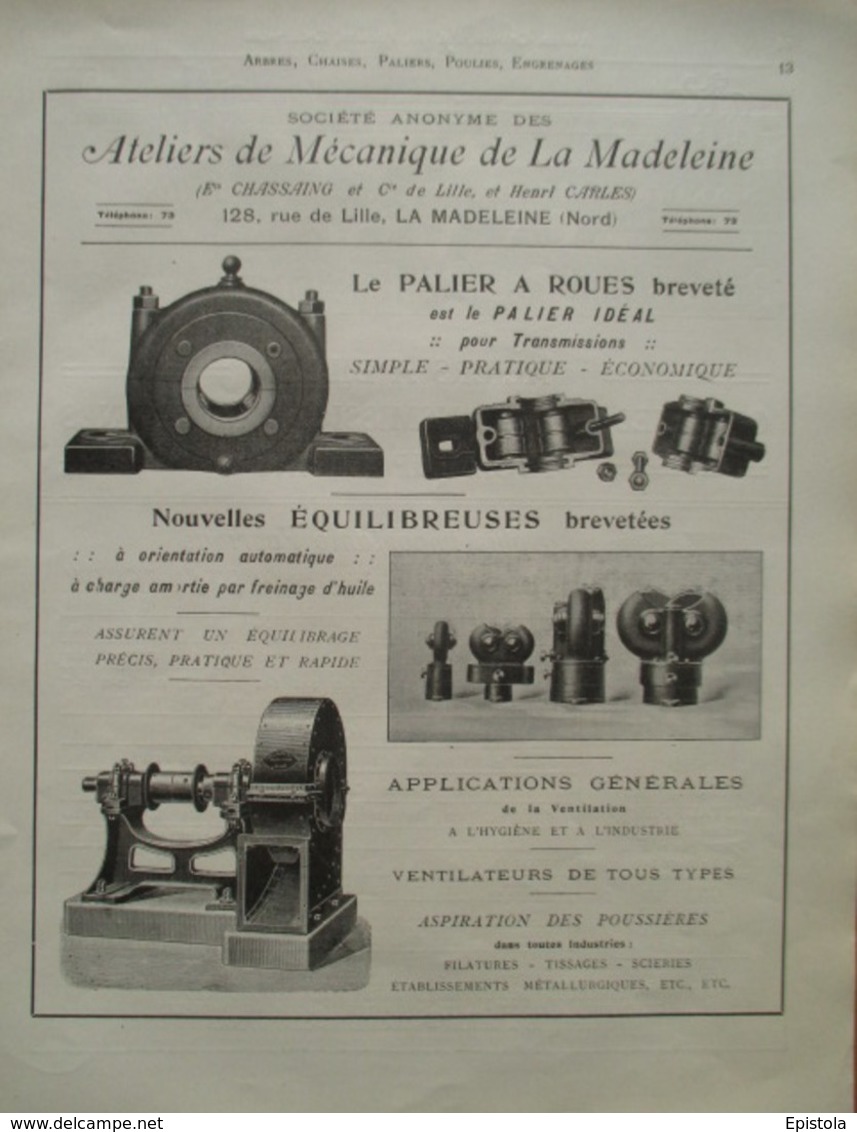 Machine EQUILIBREUSE  La Madeleine (Nord)  - Page De 1925 Catalogue Sciences & Tech. (Dims. Standard 22 X 30 Cm) - Maschinen