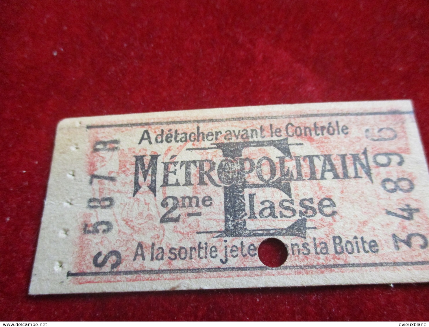 1 Ticket Ancien /Métropolitain/ A Détacher Avant Le Contrôle  /2éme Classe//vers 1920-1940  TCK22 - Europa