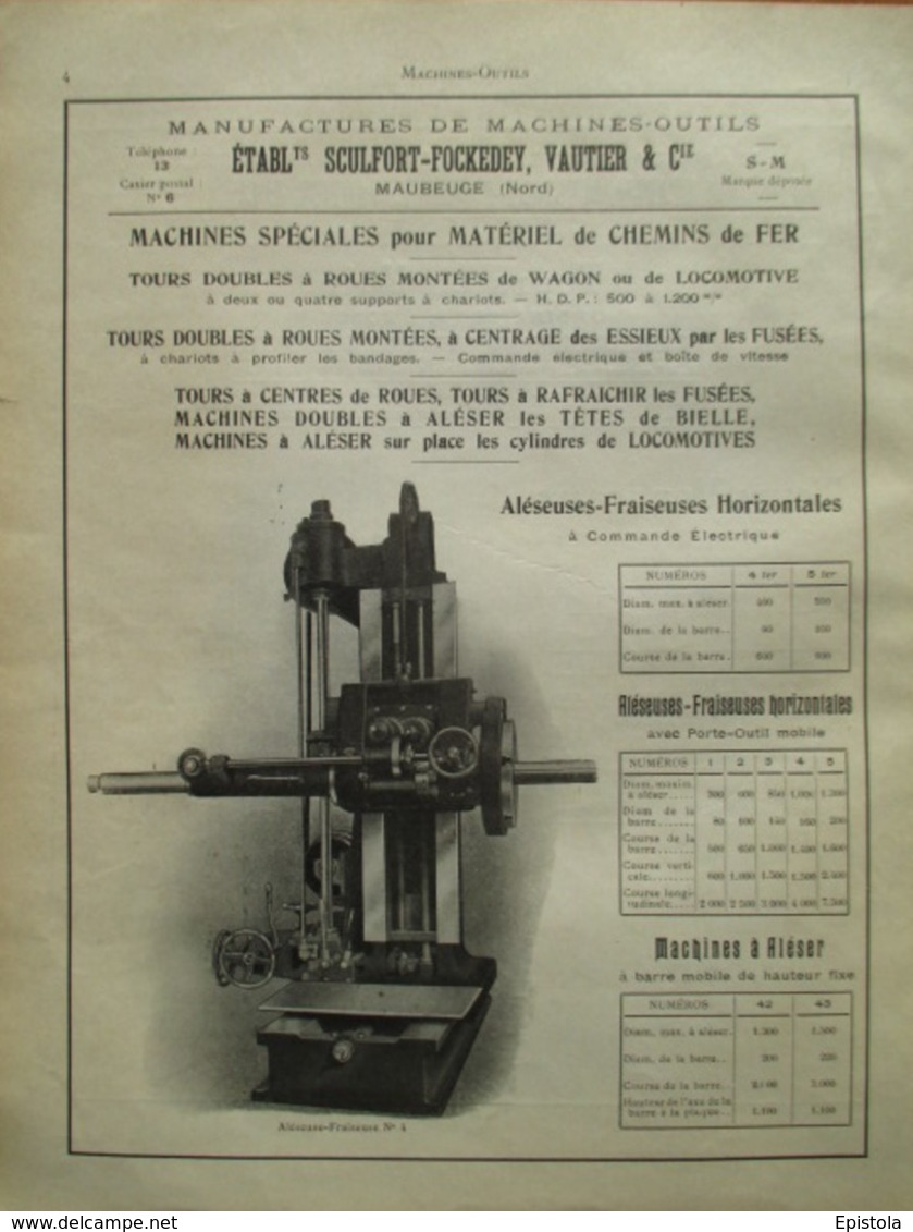 Machine ALESEUSE    Sculfort & Fockedey à Maubeuge - Page De 1925 Catalogue Sciences & Tech. (Dims. Standard 22 X 30 Cm) - Maschinen