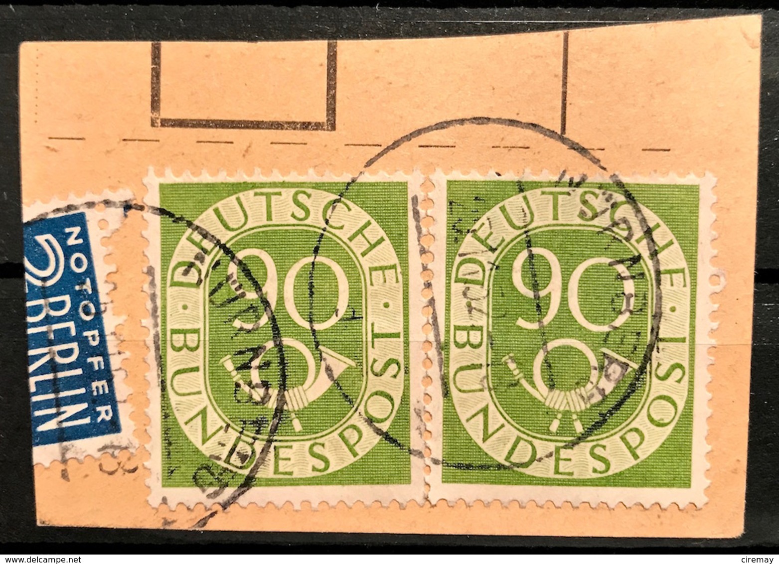 Bund: 1951 Posthorn 90 Pf. PF Mi. 138 III Neues Fotoattest - Gebraucht