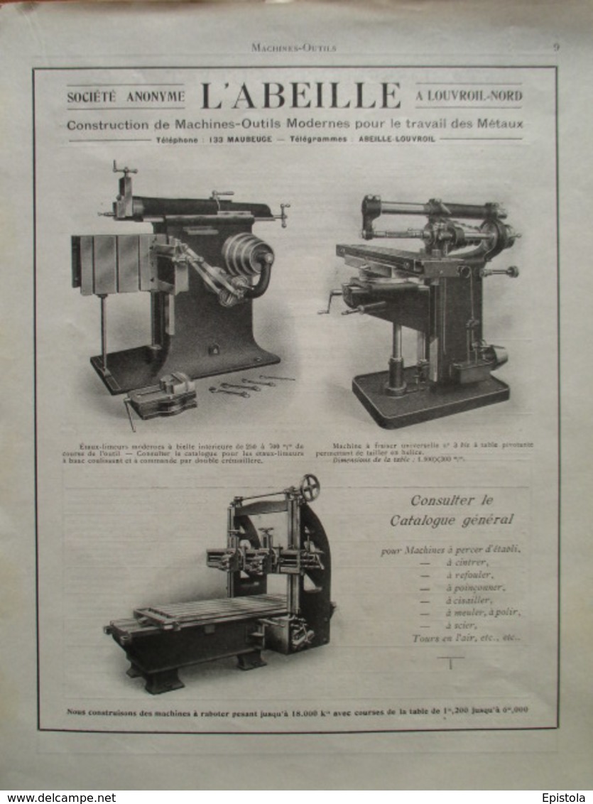 Machine à Métaux  'L'Abeille à Louvroil (Nord)   - Page De 1925 Catalogue Sciences & Tech. (Dims. Standard 22 X 30 Cm) - Machines