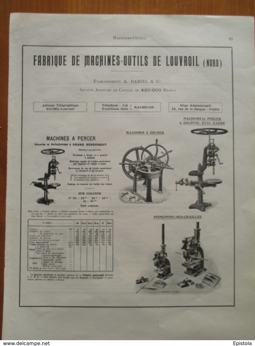 Machine à Couder  Daniel & Cie Louvroil (Nord)   - Page De 1925 Catalogue Sciences & Tech. (Dims. Standard 22 X 30 Cm) - Maschinen