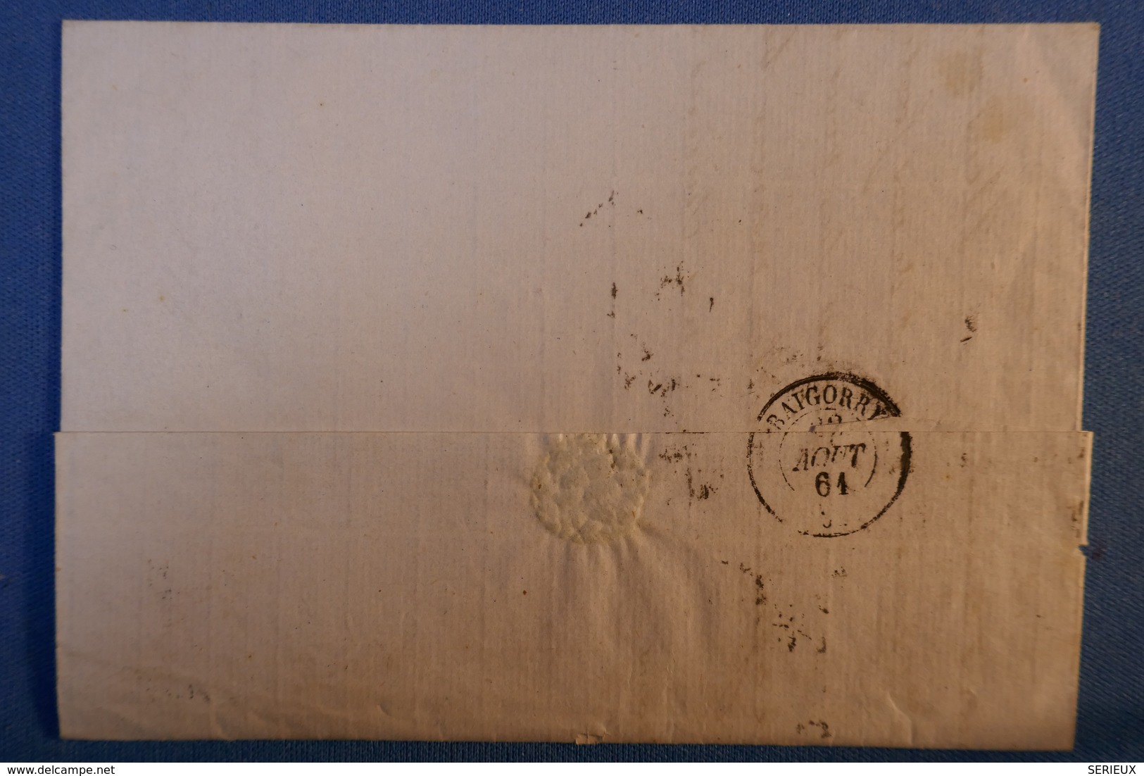 A10 FRANCE LETTRE 1861 BAYONNE POUR ALDUDES PYRENNEES + CACHETS  CLAIRS - 1853-1860 Napoléon III