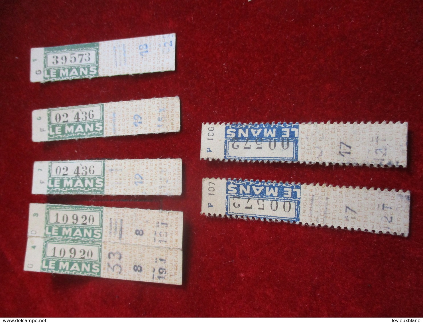 7 Tickets Anciens  Usagés  /BUS / LE MANS / Différents ( 5 Verts , 2 Bleus   /Vers 1930-1950  TCK13 - Europa