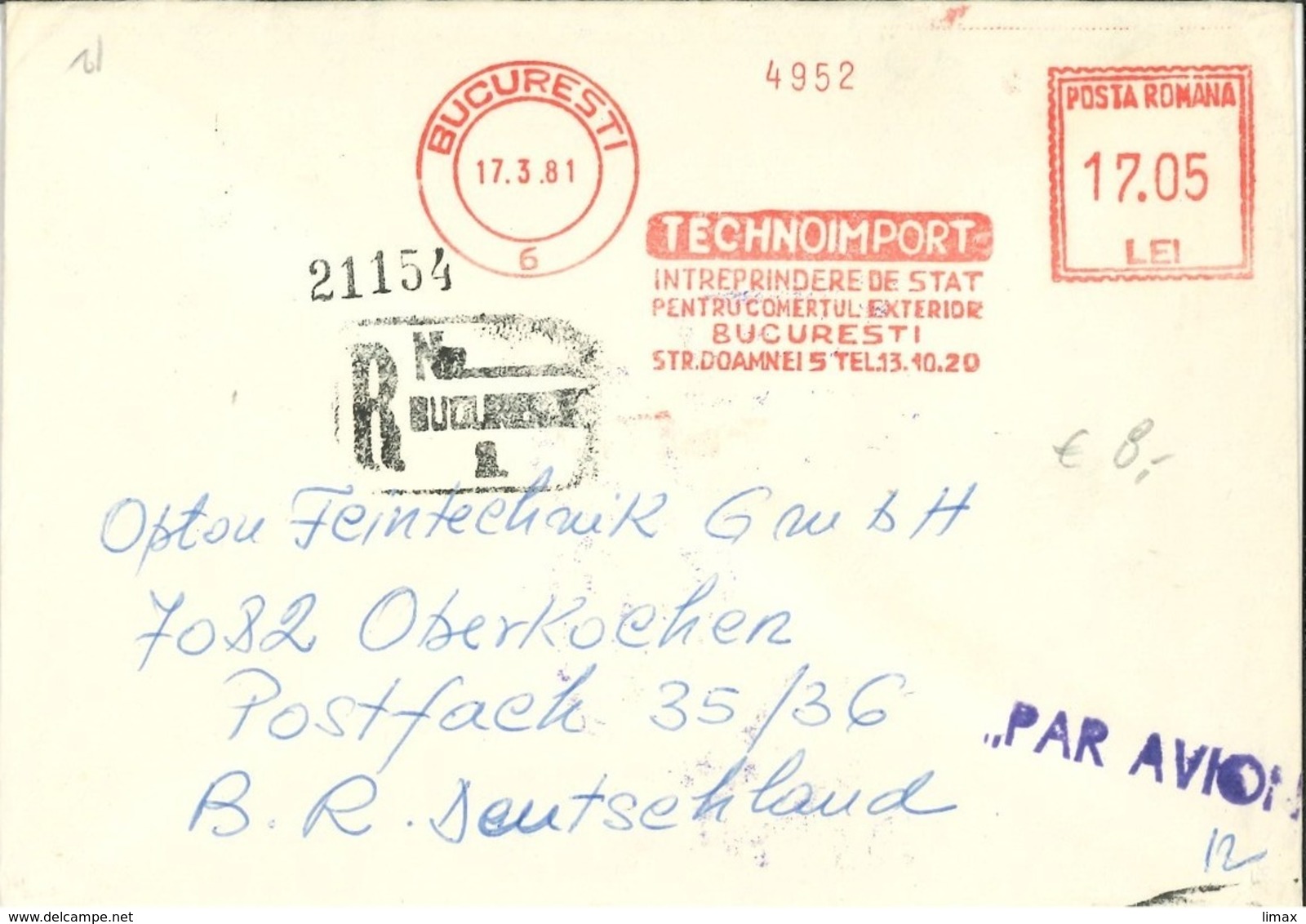 Bukarest 1981 Technoimport - Maschinenstempel (EMA)